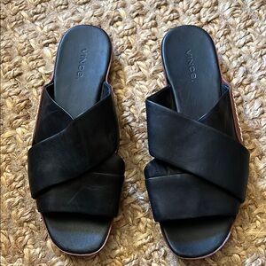 Vince Women's Black Crisscross Slide Sandals